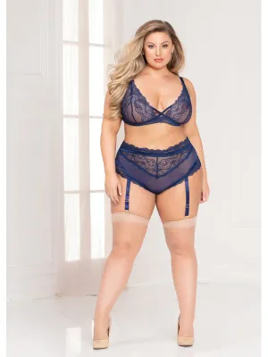Secret Affair Bra Set 11077X Navy 1X/2X