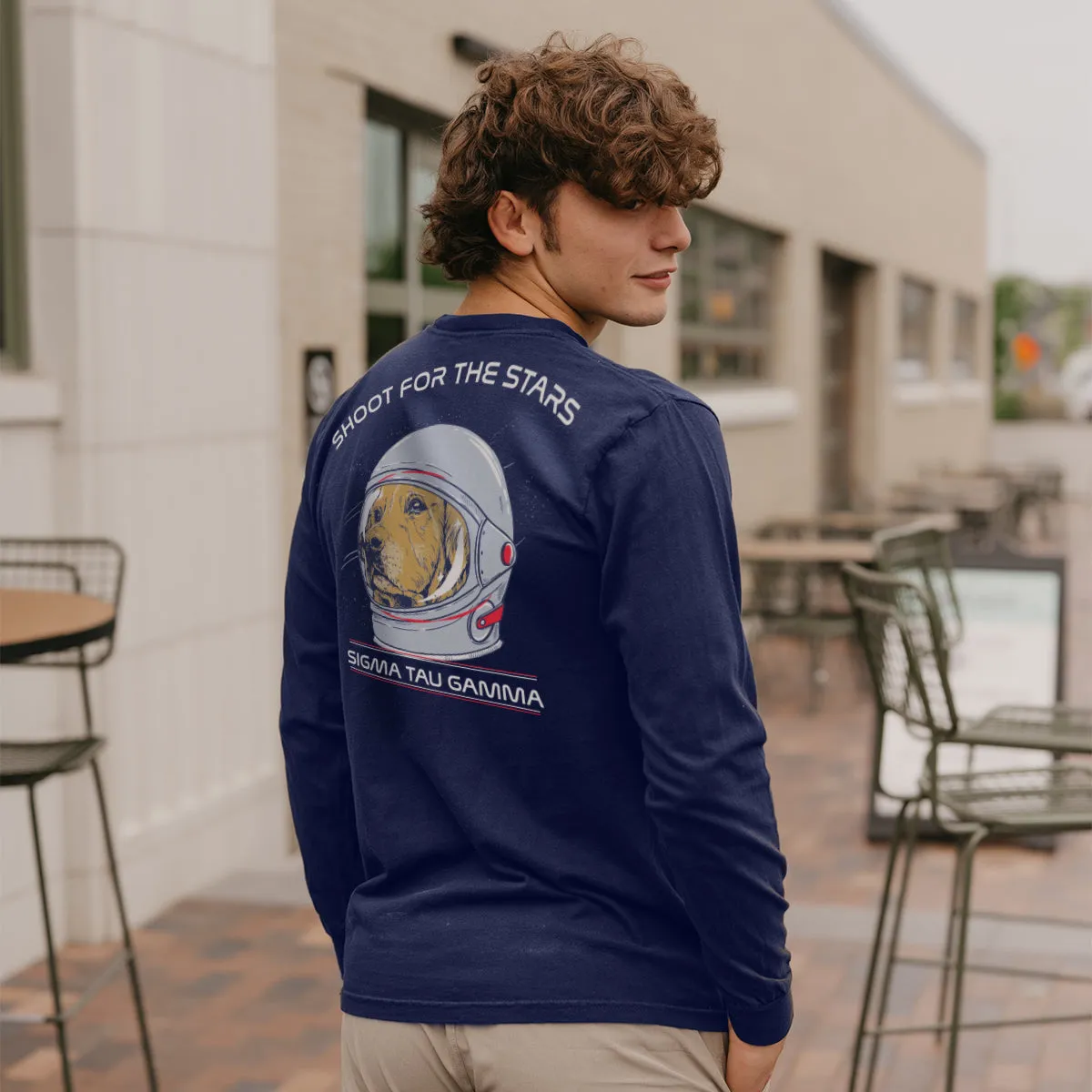 Sig Tau Comfort Colors Astronaut Retriever Long Sleeve Tee