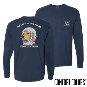Sig Tau Comfort Colors Astronaut Retriever Long Sleeve Tee