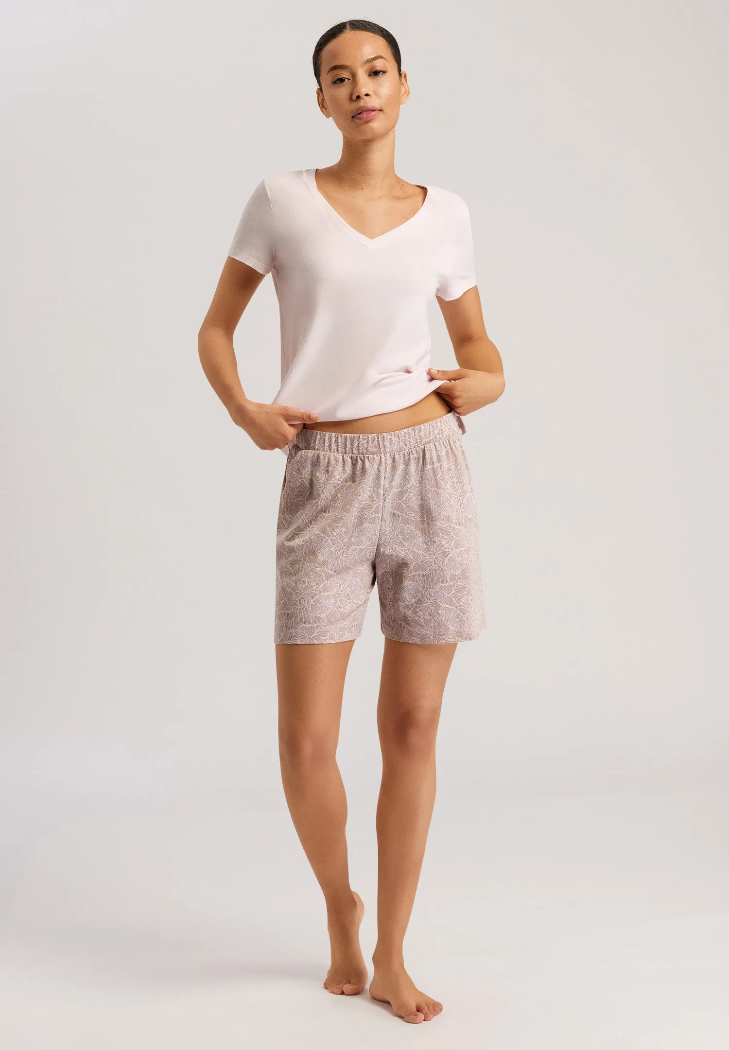 Sleep And Lounge V-Neck T-Shirt | Pink Mauve 77876-1351