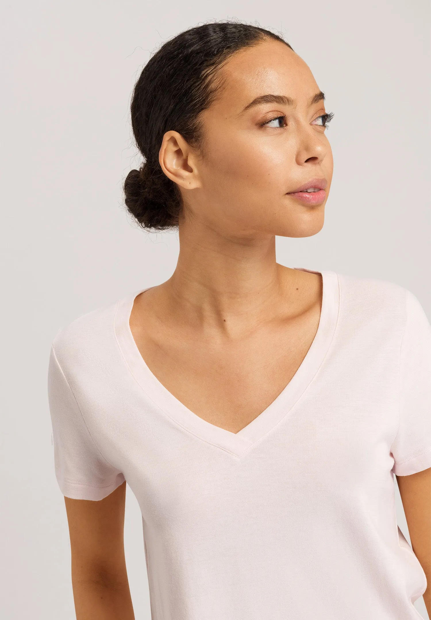 Sleep And Lounge V-Neck T-Shirt | Pink Mauve 77876-1351