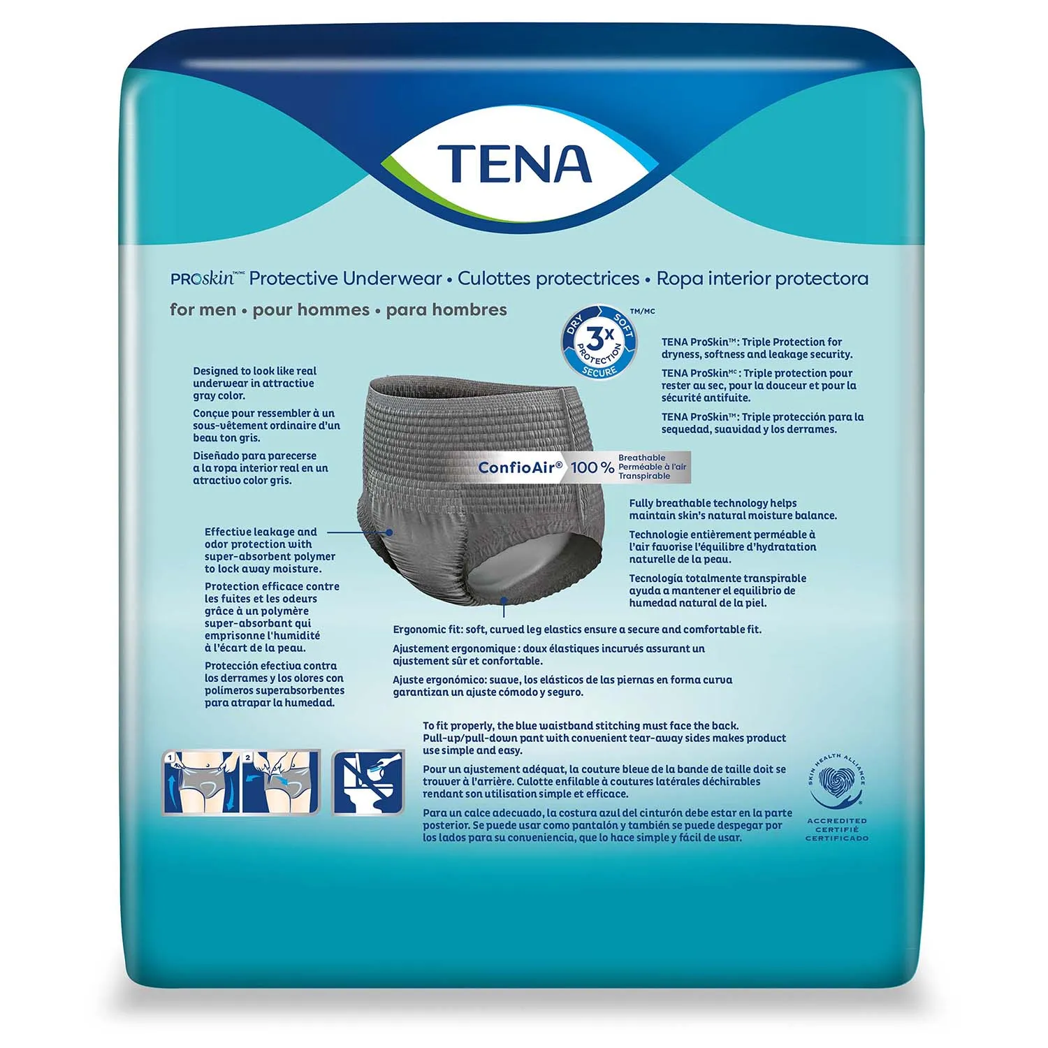 TENA ProSkin Protective Incontinence Underwear for Men 45"- 58", Moderate Absorbency, Large
