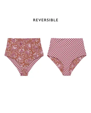 The Reversible Mid-Rise Brief. -- Ruby Check and Golden Sands Oasis Floral