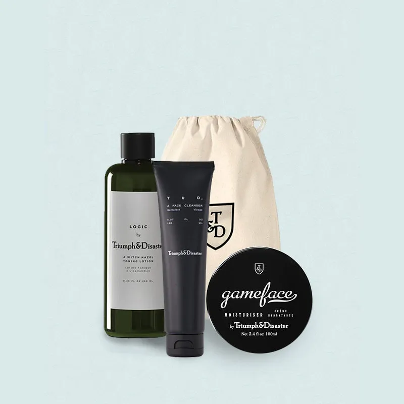 Triumph & Disaster - Face Cleanser, Gameface Moisturiser & Logic Toner Set