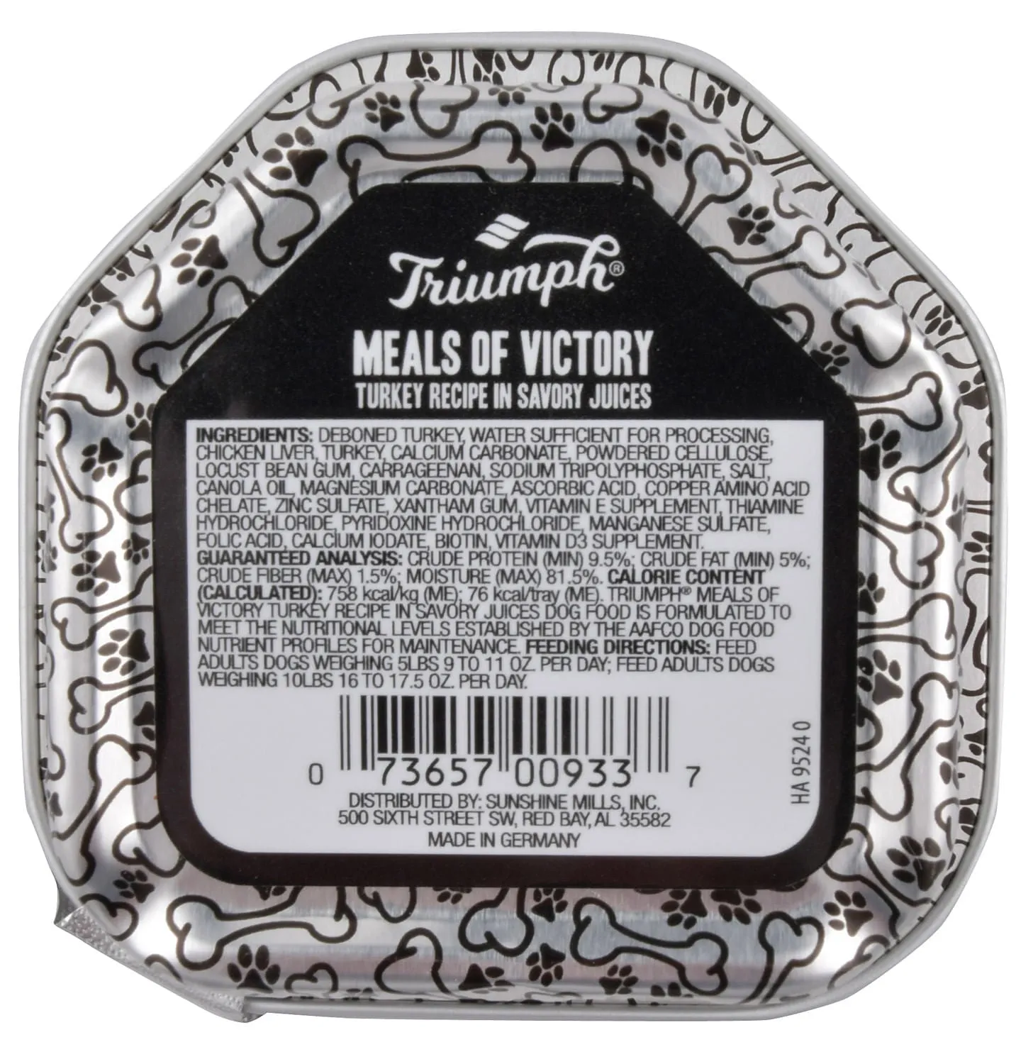 Triumph Meals of Victory, Turkey Recipe in Savory Juices Dog Food