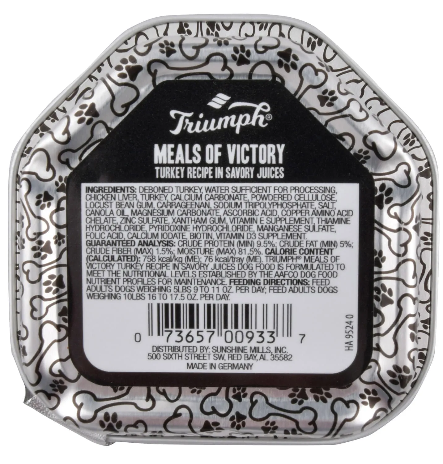 Triumph Meals of Victory, Turkey Recipe in Savory Juices Dog Food