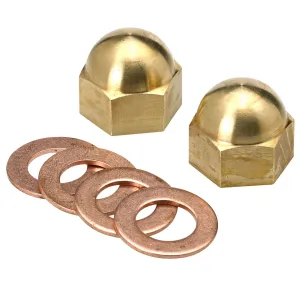 Triumph Oil Feed Brass Rocker Box Acorn Nuts and Copper Washers