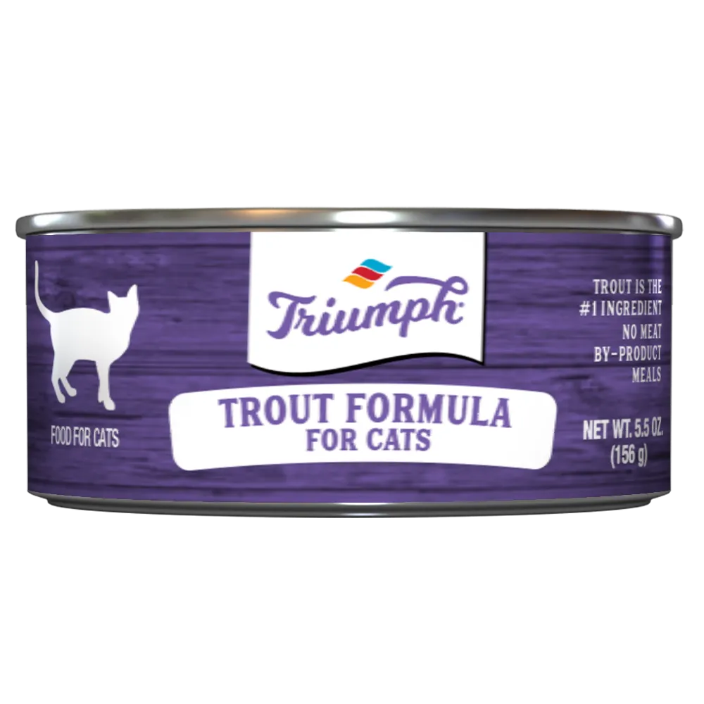 Triumph Trout Formula Wet Cat Food | 13.2 oz - 12 pk | 5.5 oz - 24 pk