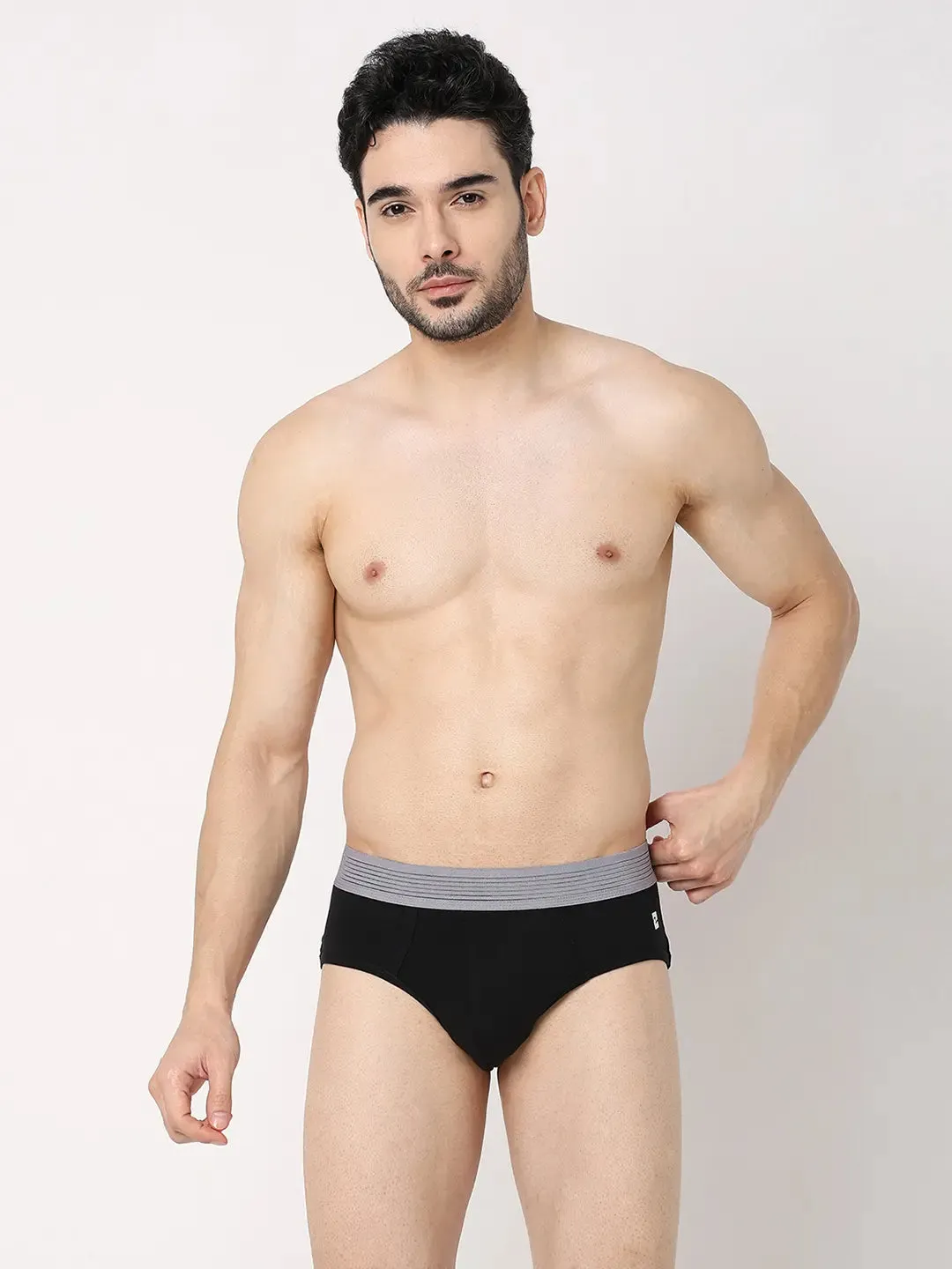 Underjeans By Spykar Men Premium Navy & Black Cotton Blend Regular Fit Brief - Pack Of 2