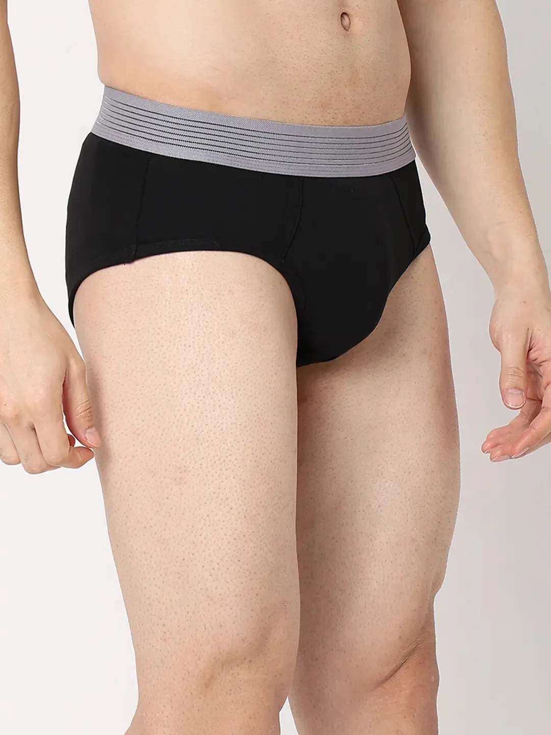 Underjeans By Spykar Men Premium Navy & Black Cotton Blend Regular Fit Brief - Pack Of 2