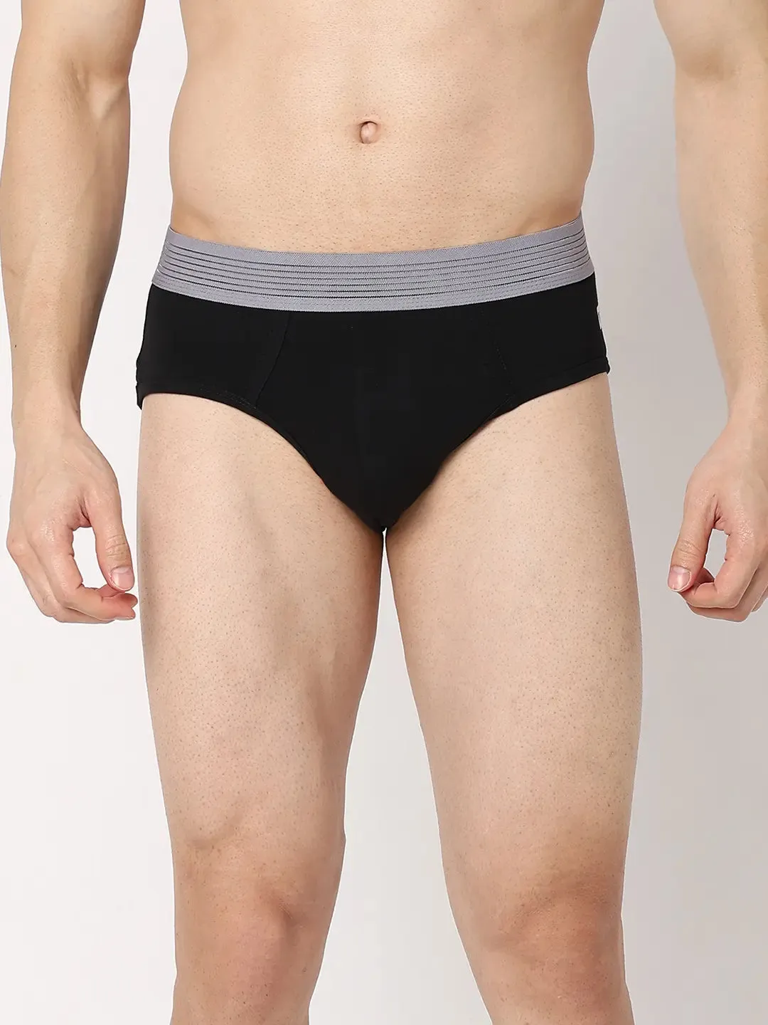 Underjeans By Spykar Men Premium Navy & Black Cotton Blend Regular Fit Brief - Pack Of 2
