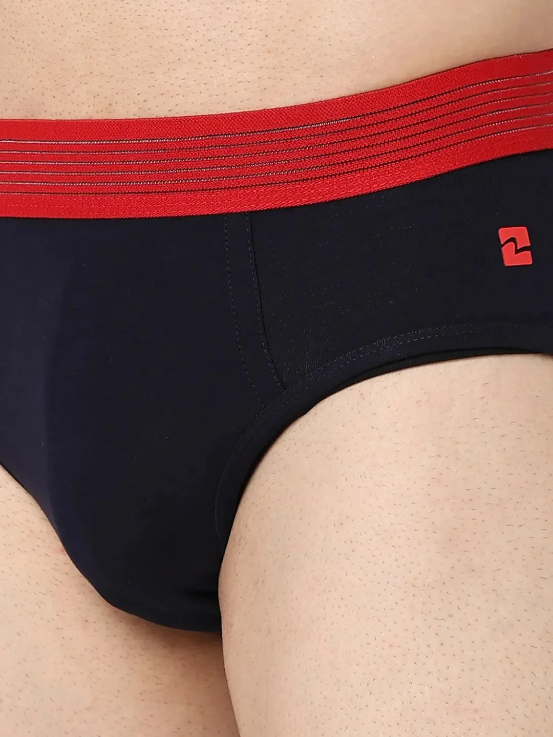 Underjeans By Spykar Men Premium Navy & Black Cotton Blend Regular Fit Brief - Pack Of 2