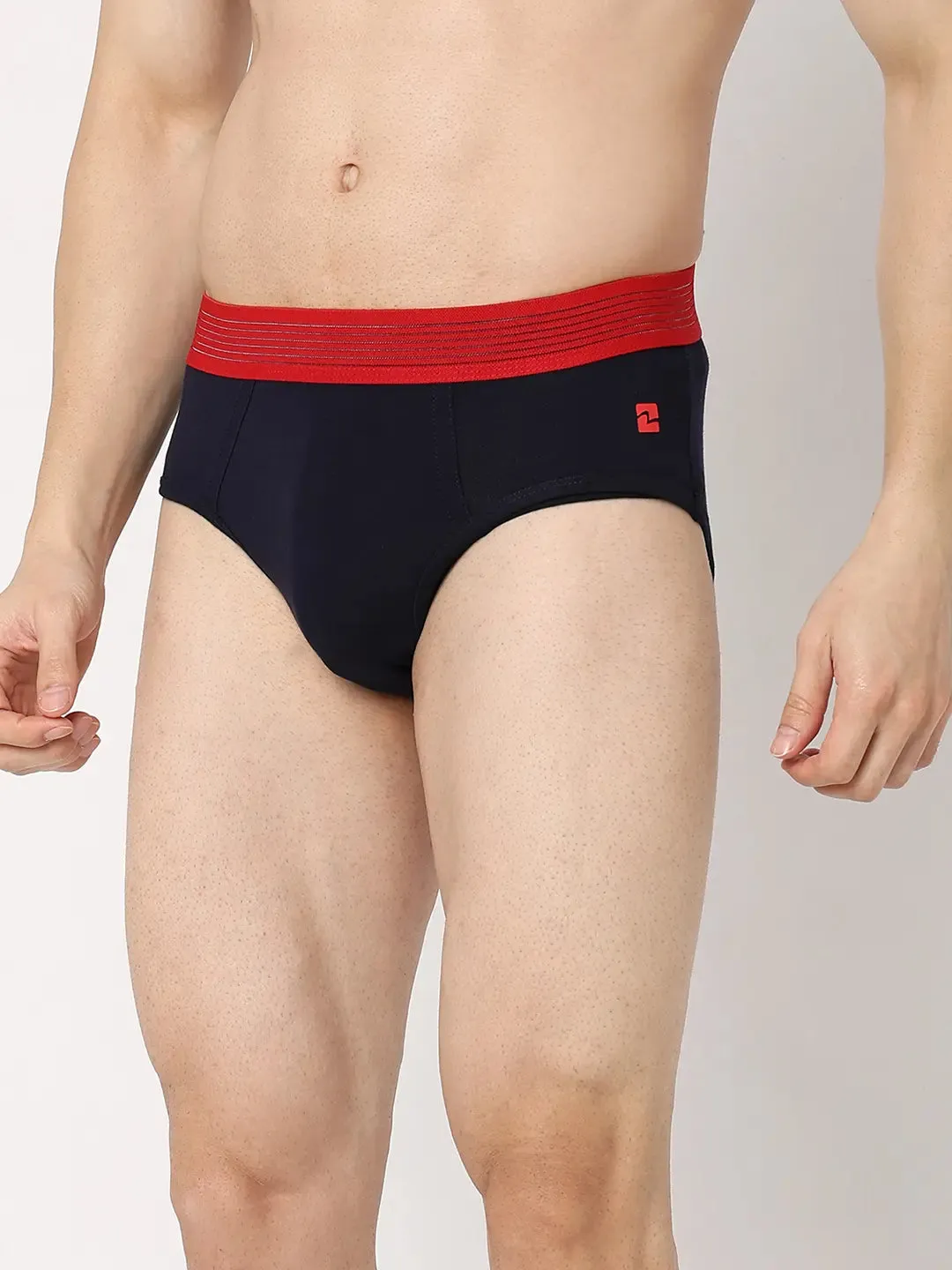 Underjeans By Spykar Men Premium Navy & Black Cotton Blend Regular Fit Brief - Pack Of 2