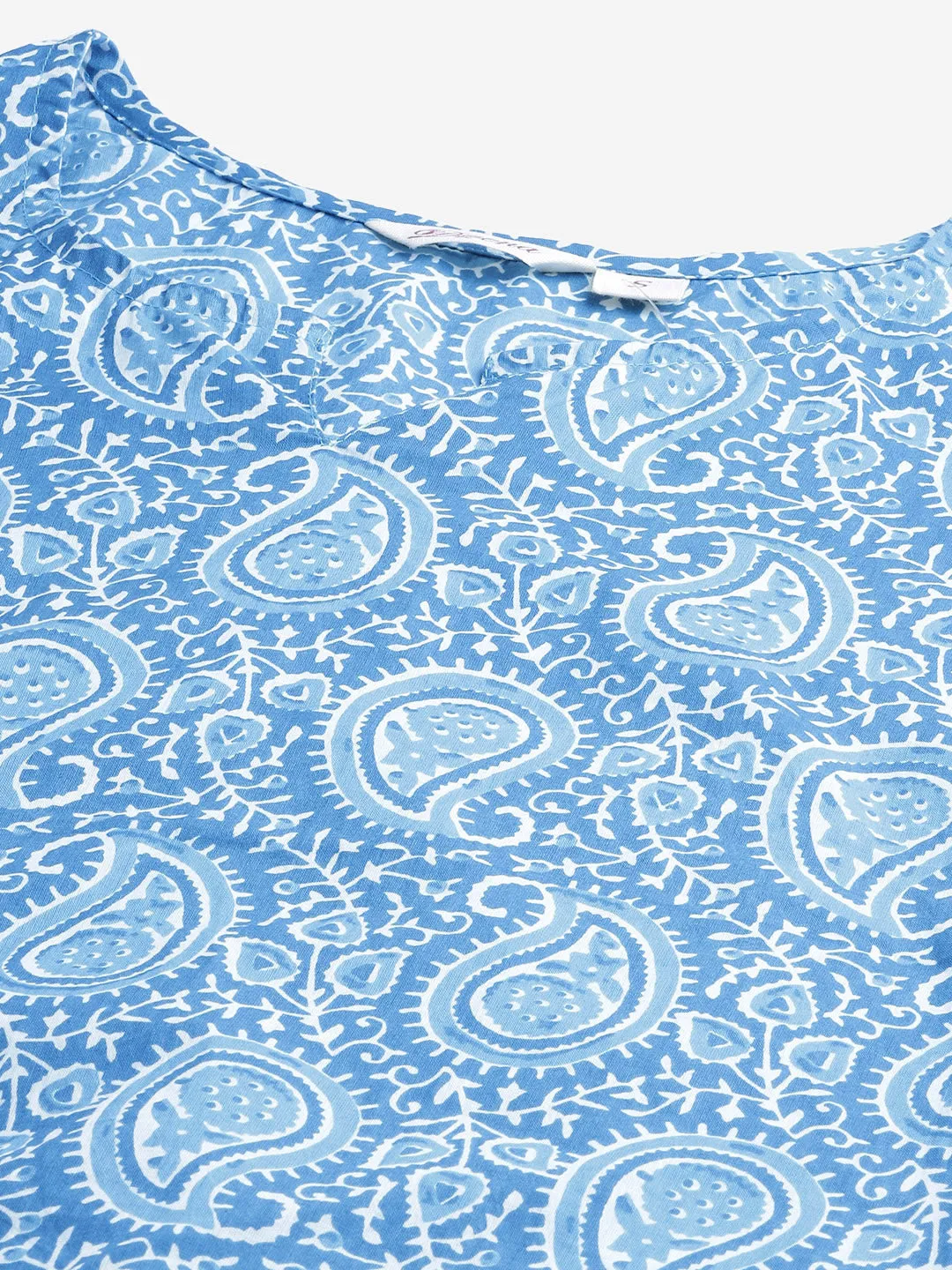 Women'S Blue Printed Cotton Nightwear