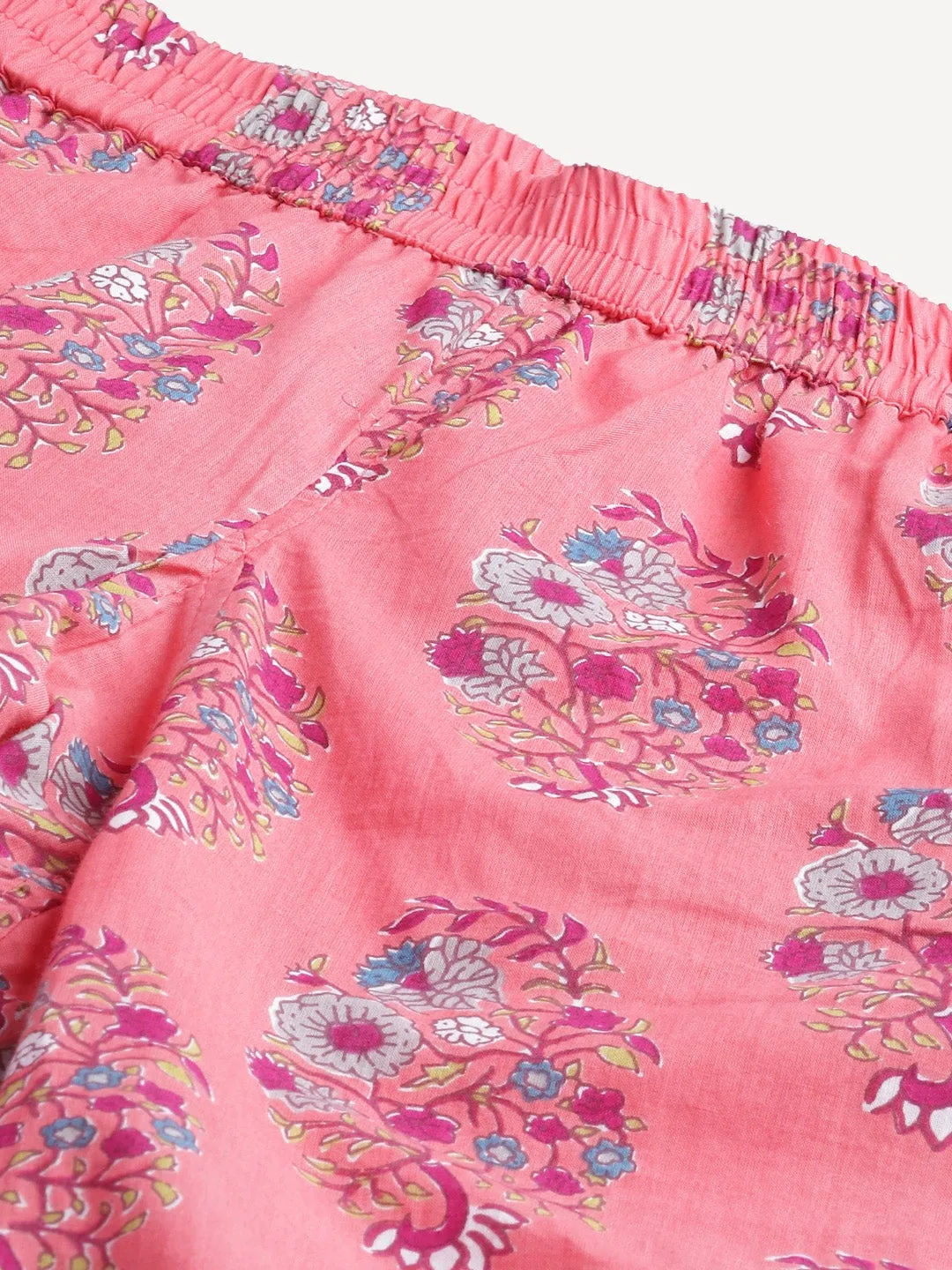 Women'S Peach Cotton Printed Nightsuit