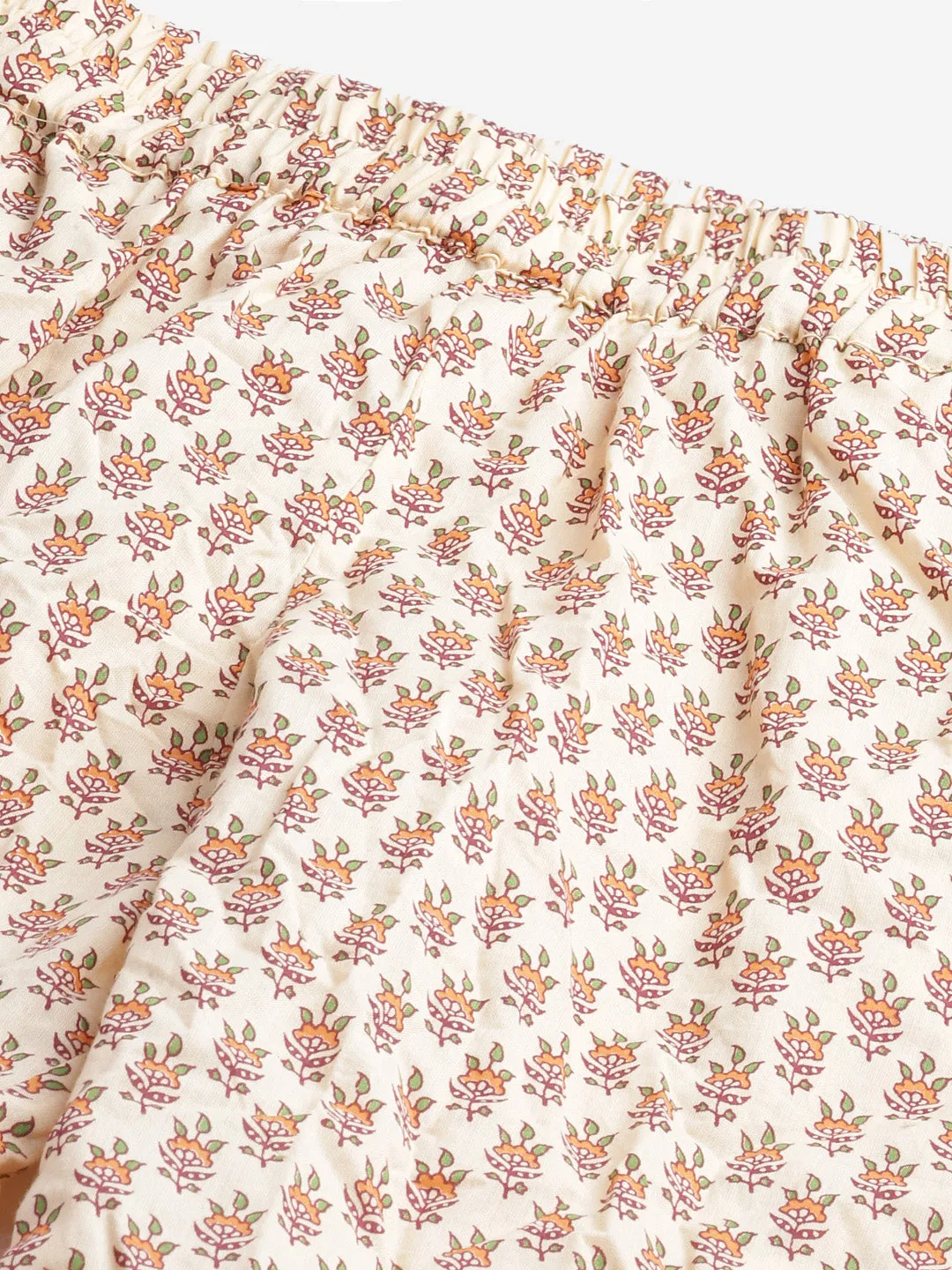 Women'S Yellow Buti Print Cotton Nightwear